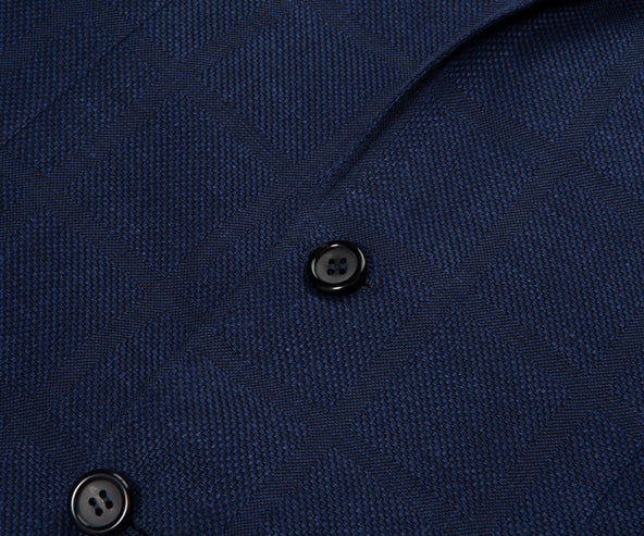 Canali Navy Shadow Check Blazer