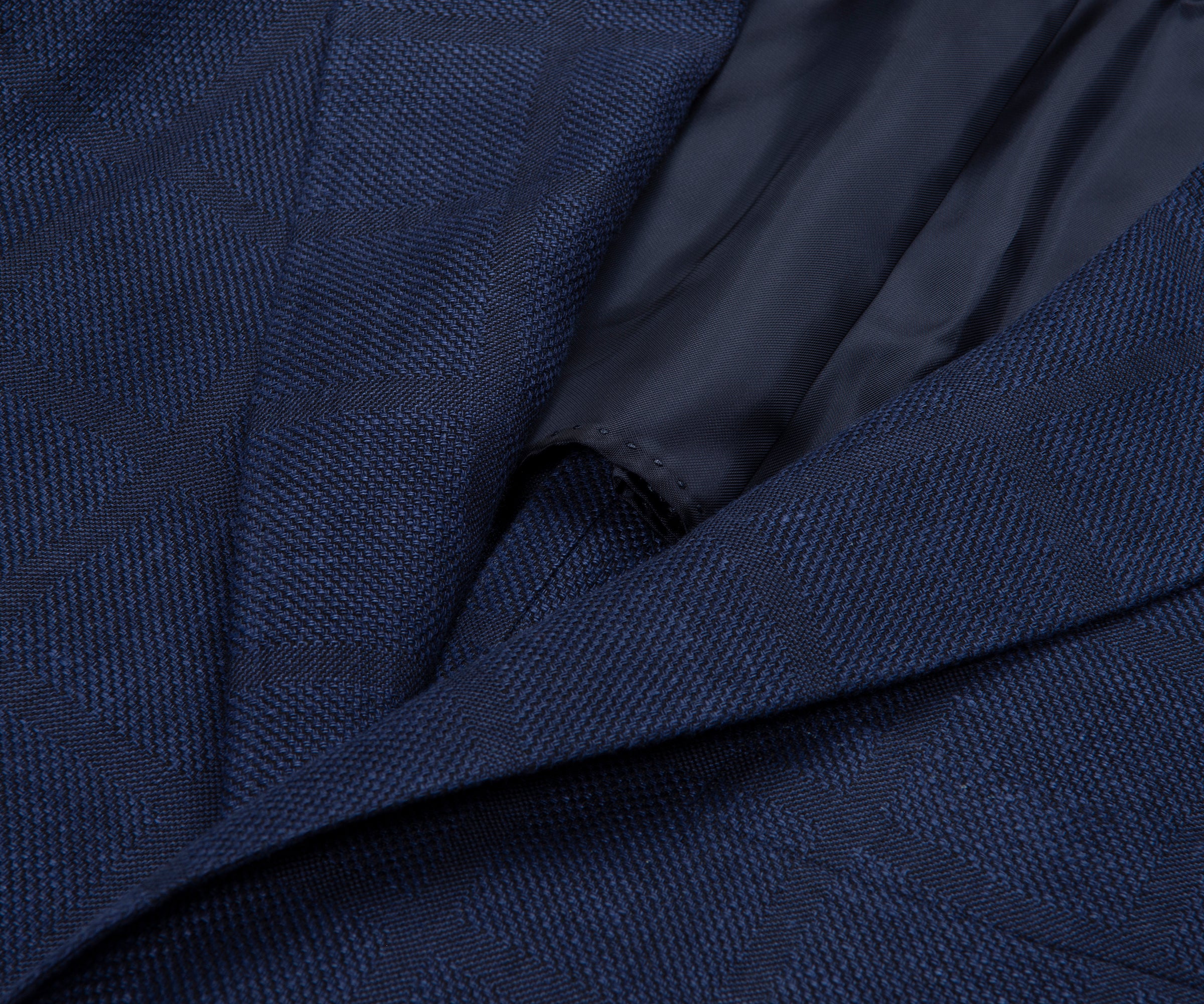 Canali Navy Shadow Check Blazer