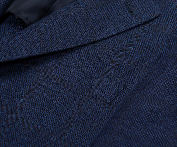 Canali Navy Shadow Check Blazer