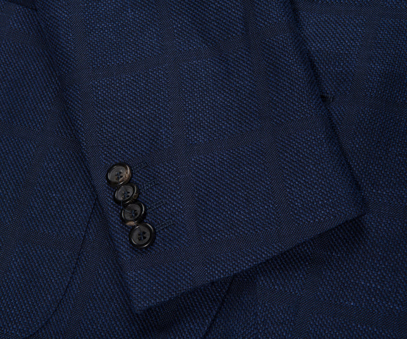 Canali Navy Shadow Check Blazer