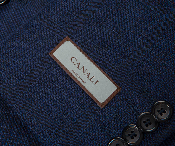 Canali Navy Shadow Check Blazer