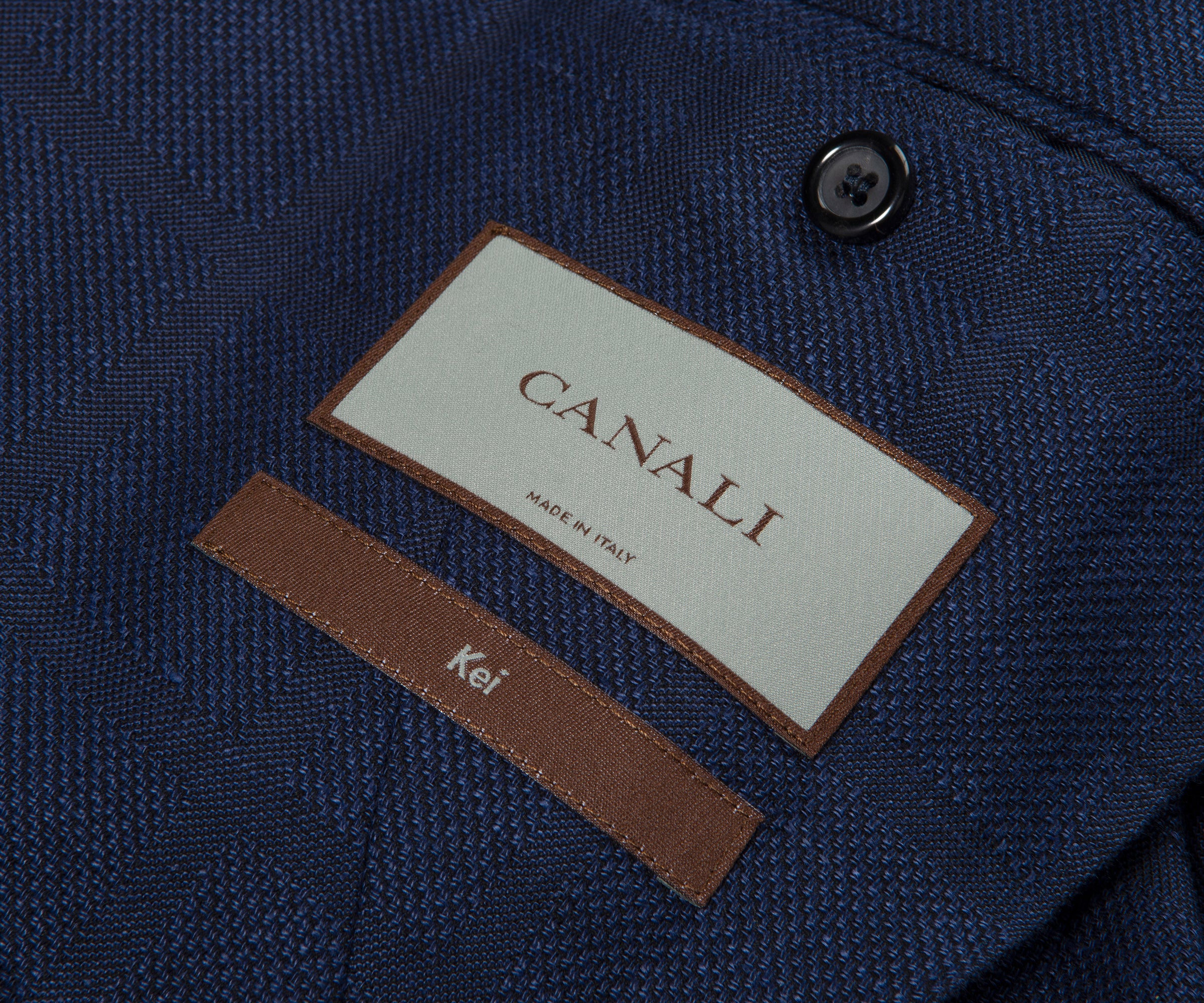 Canali Navy Shadow Check Blazer