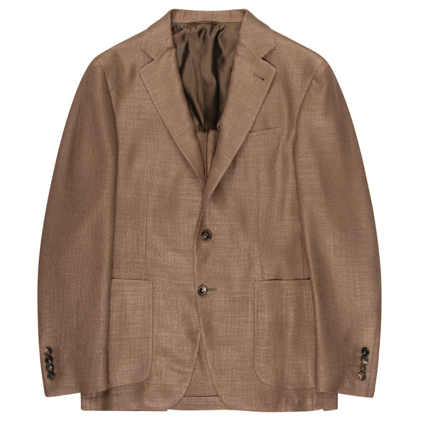 Canali Silk Wool Hopsack Blazer Brown