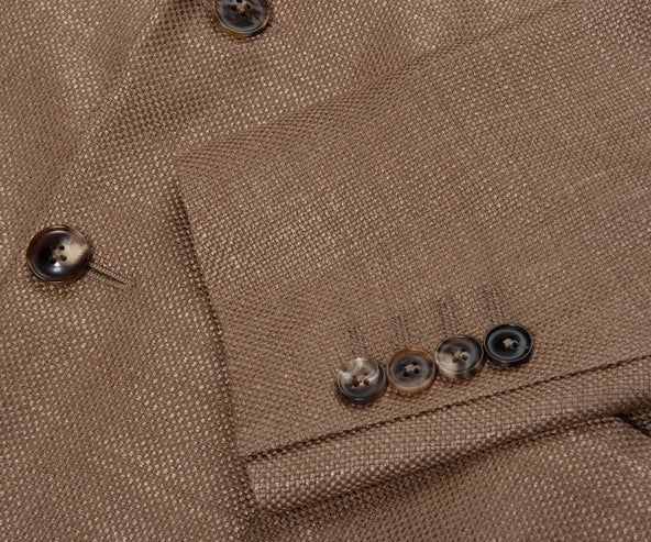Canali Silk Wool Hopsack Blazer Brown