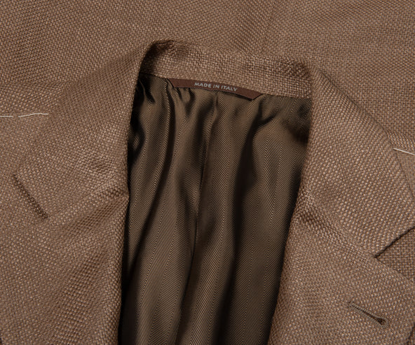 Canali Silk Wool Hopsack Blazer Brown