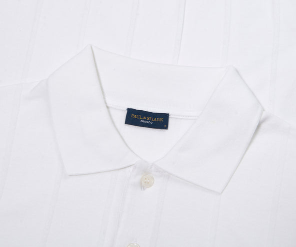 Paul & Shark White Ribbed Knit SS Polo