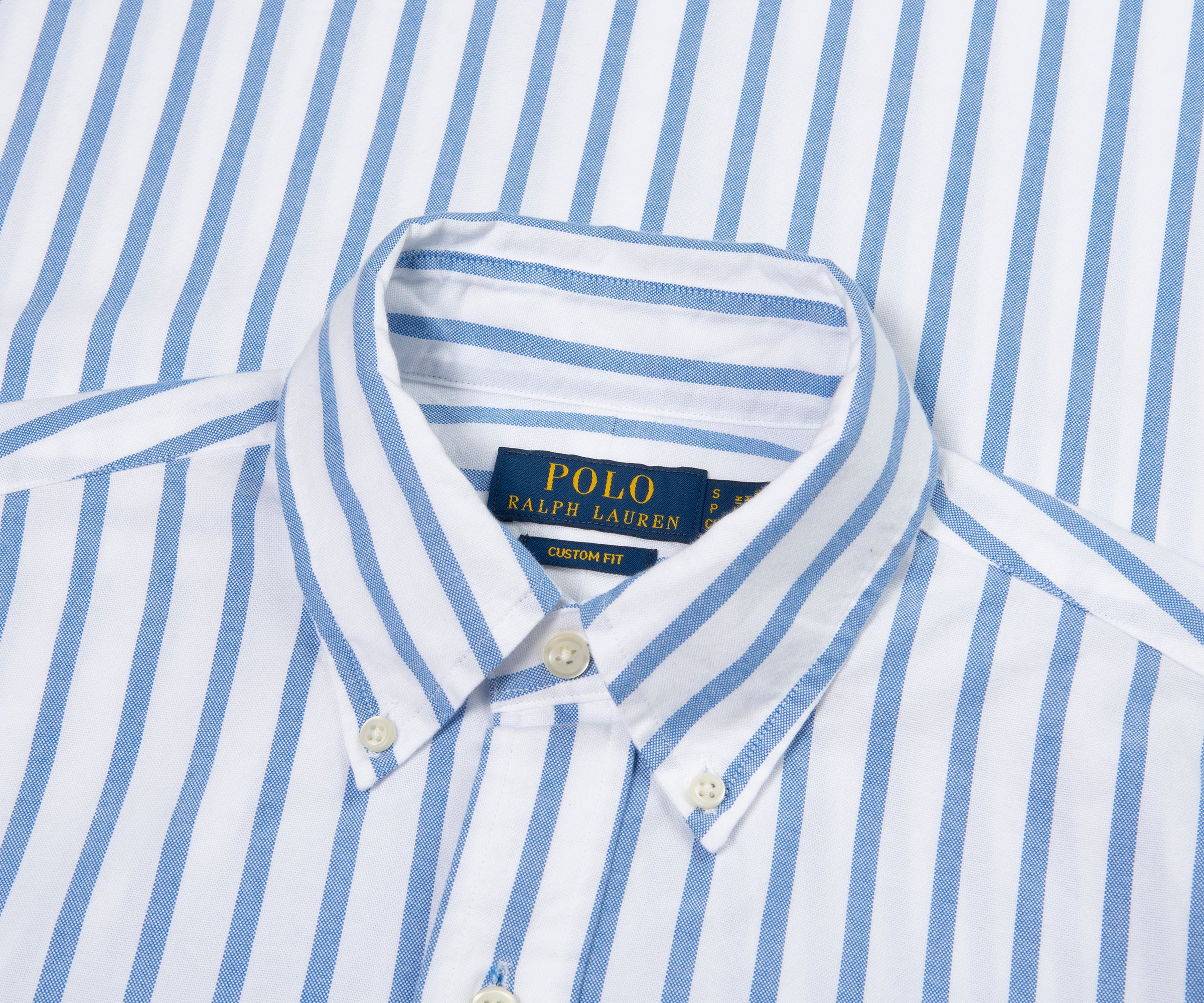 Ralph Lauren Blue/White Striped LS Custom Fit Shirt