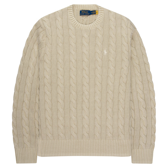 Polo Ralph Lauren Sand Cable Knit Mineral Dyed Cotton Sweater