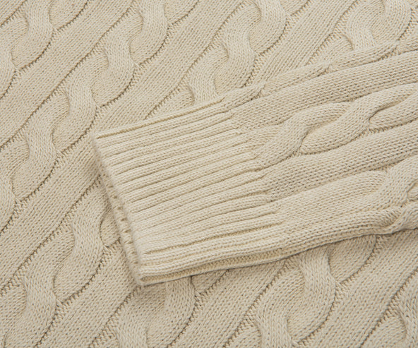 Polo Ralph Lauren Sand Cable Knit Mineral Dyed Cotton Sweater