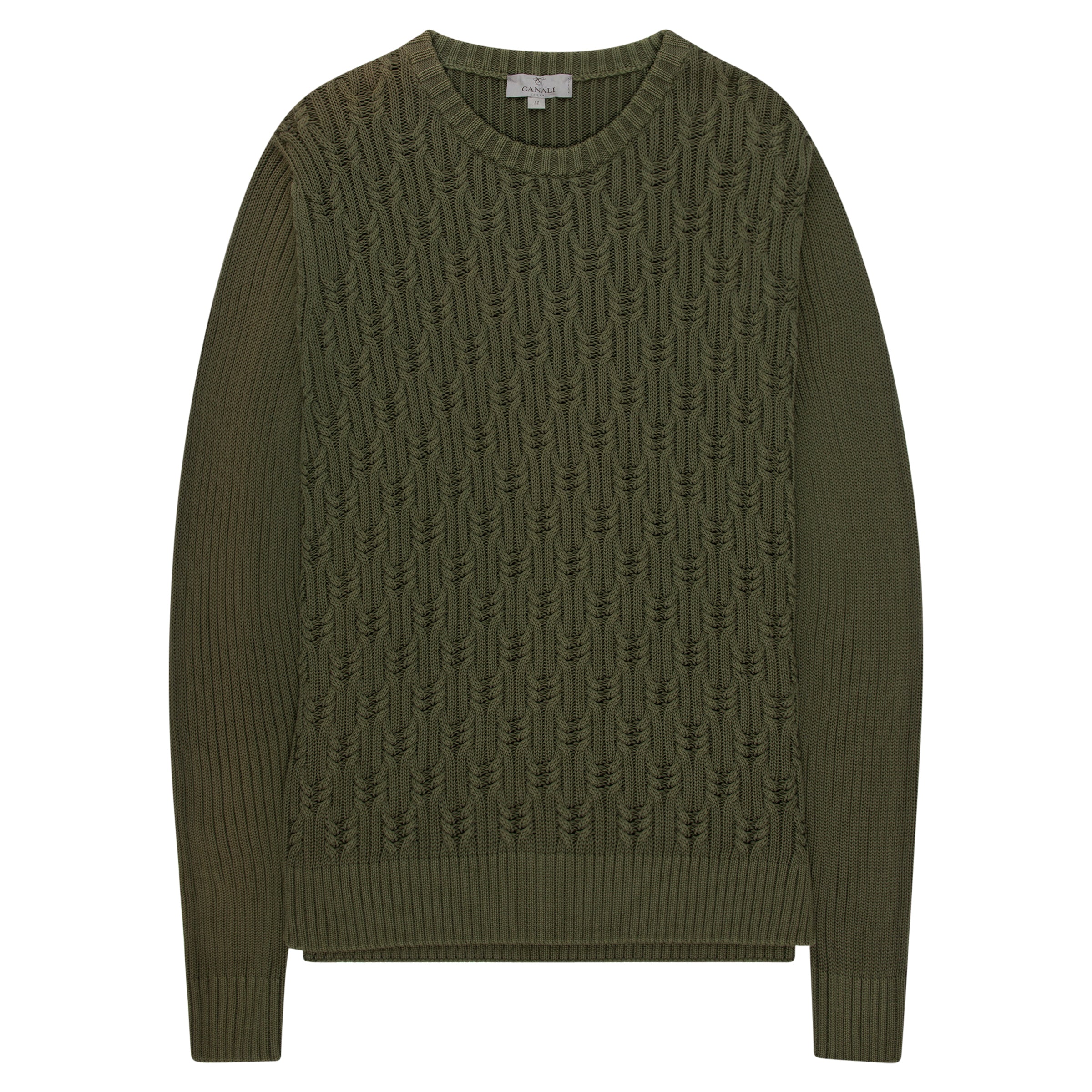 Canali Cotton Cable Knit Green