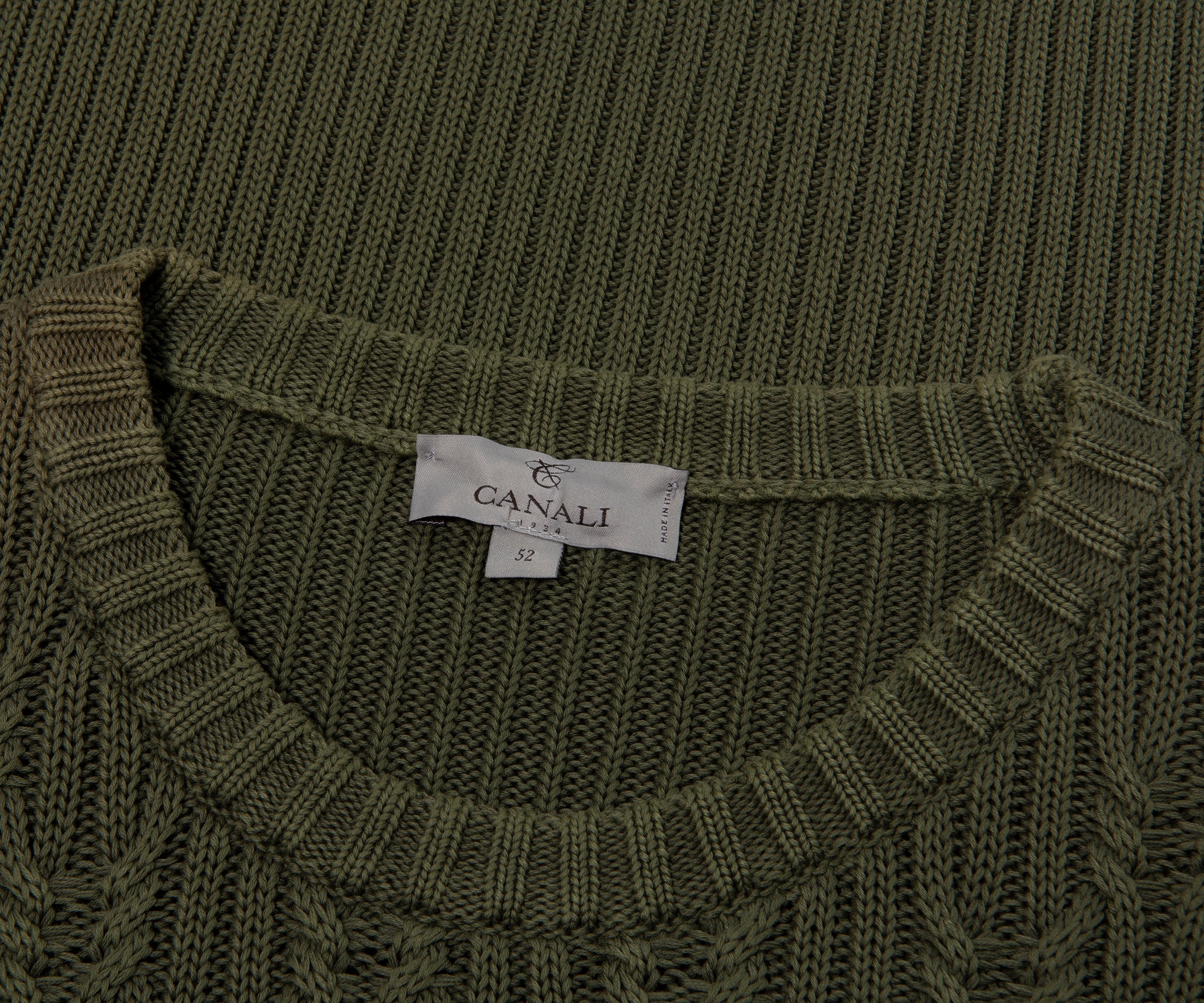 Canali Cotton Cable Knit Green