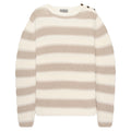 Canali Bar Striped Texture Crewneck Knit Beige/White