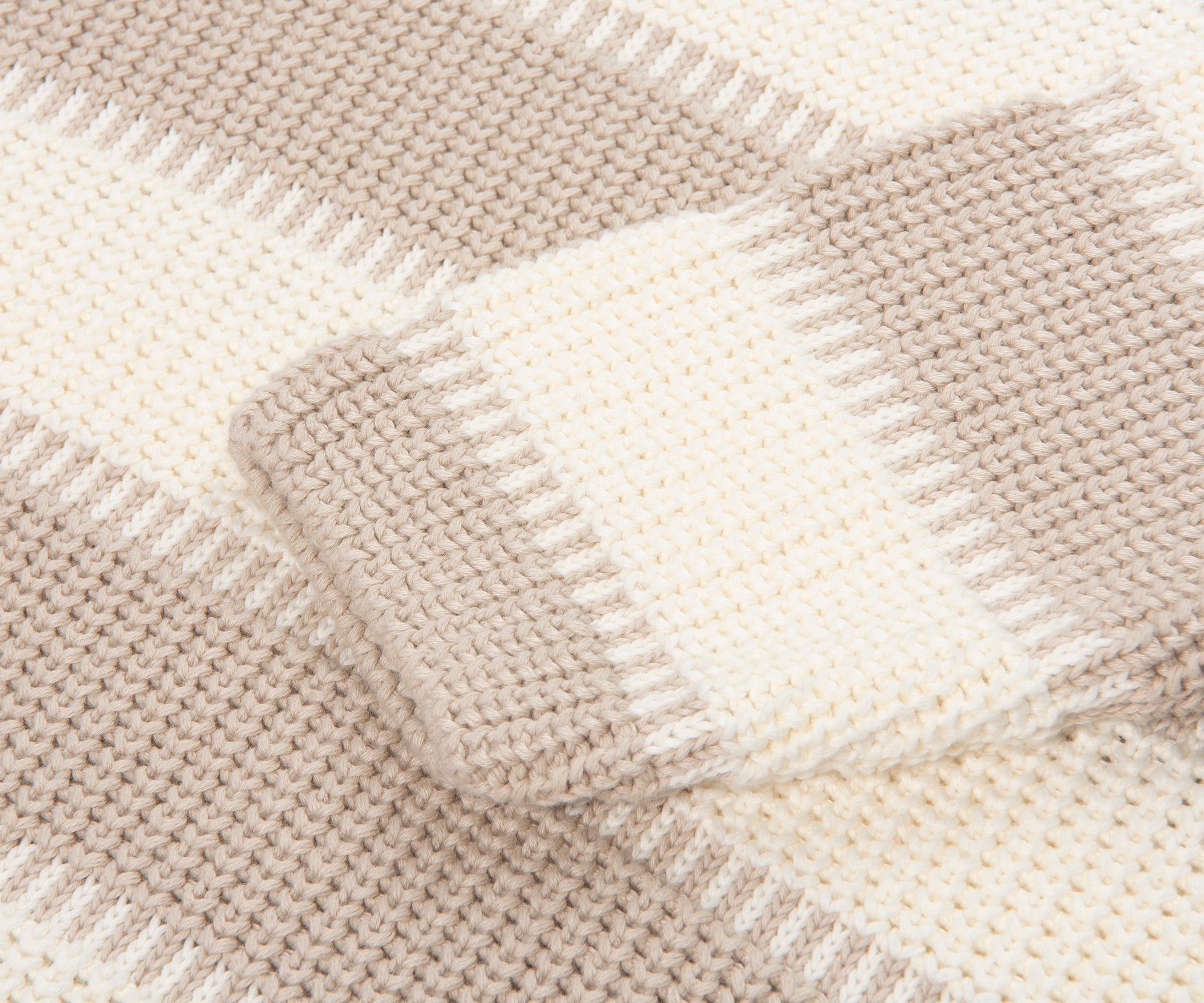 Canali Bar Striped Texture Crewneck Knit Beige/White