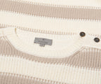 Canali Bar Striped Texture Crewneck Knit Beige/White