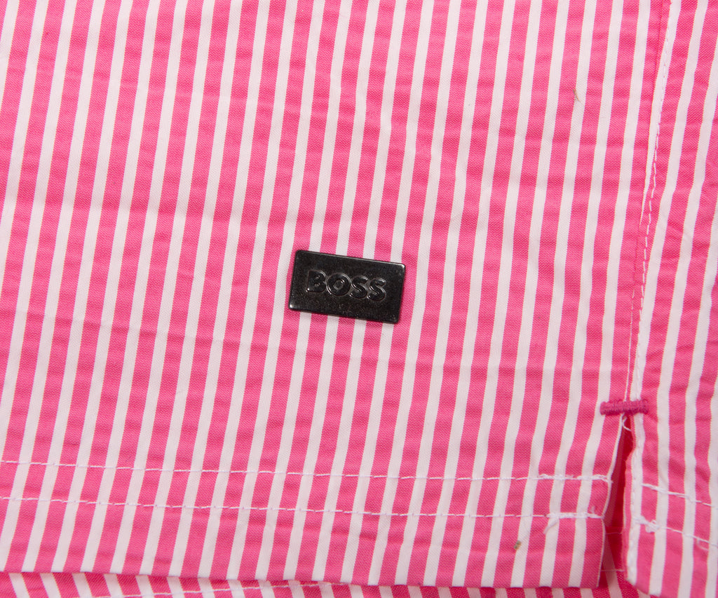 HUGO BOSS Velvetfish Striped Swim Shorts Pink