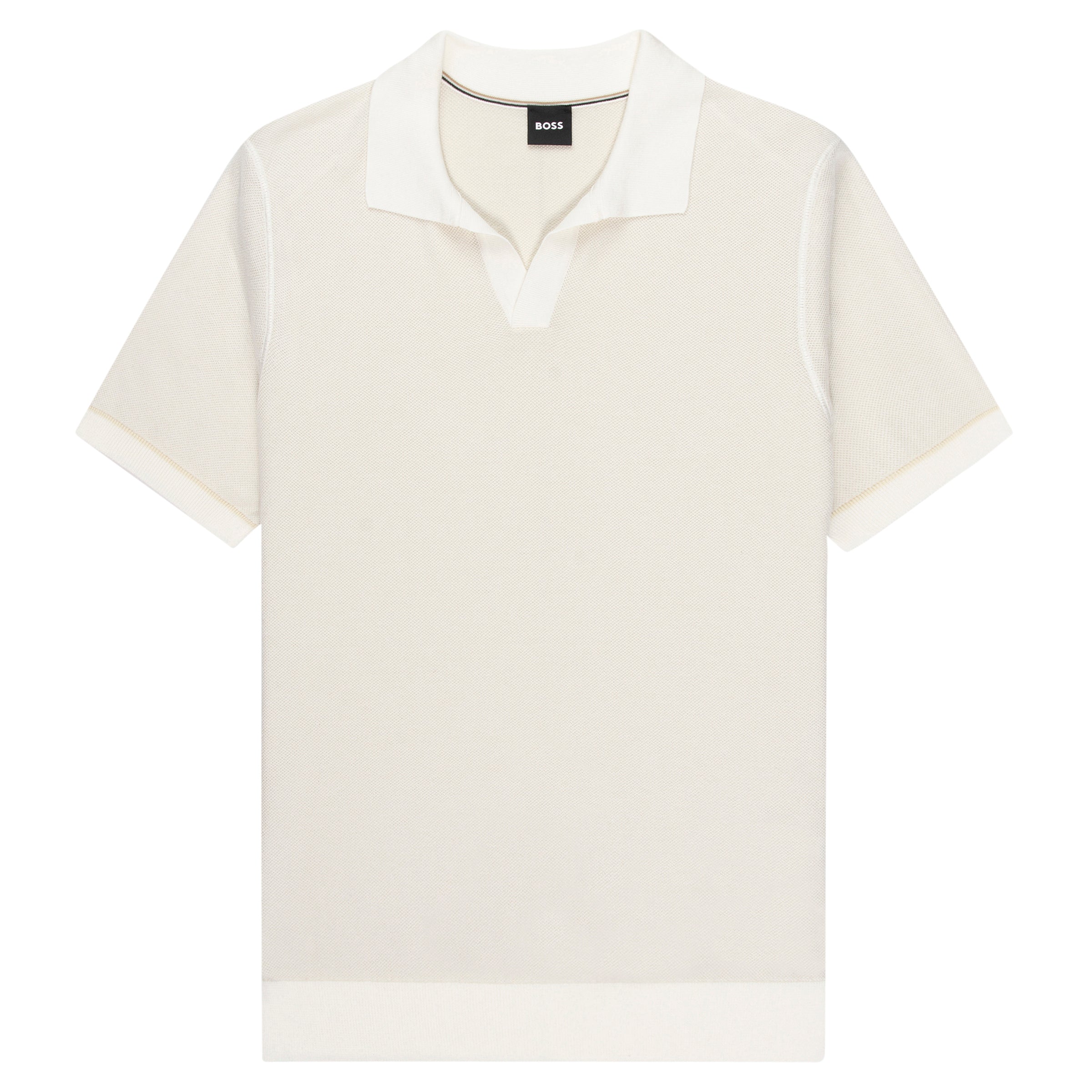 Boss H-Jianluca Knit Polo With Johnny Collar White