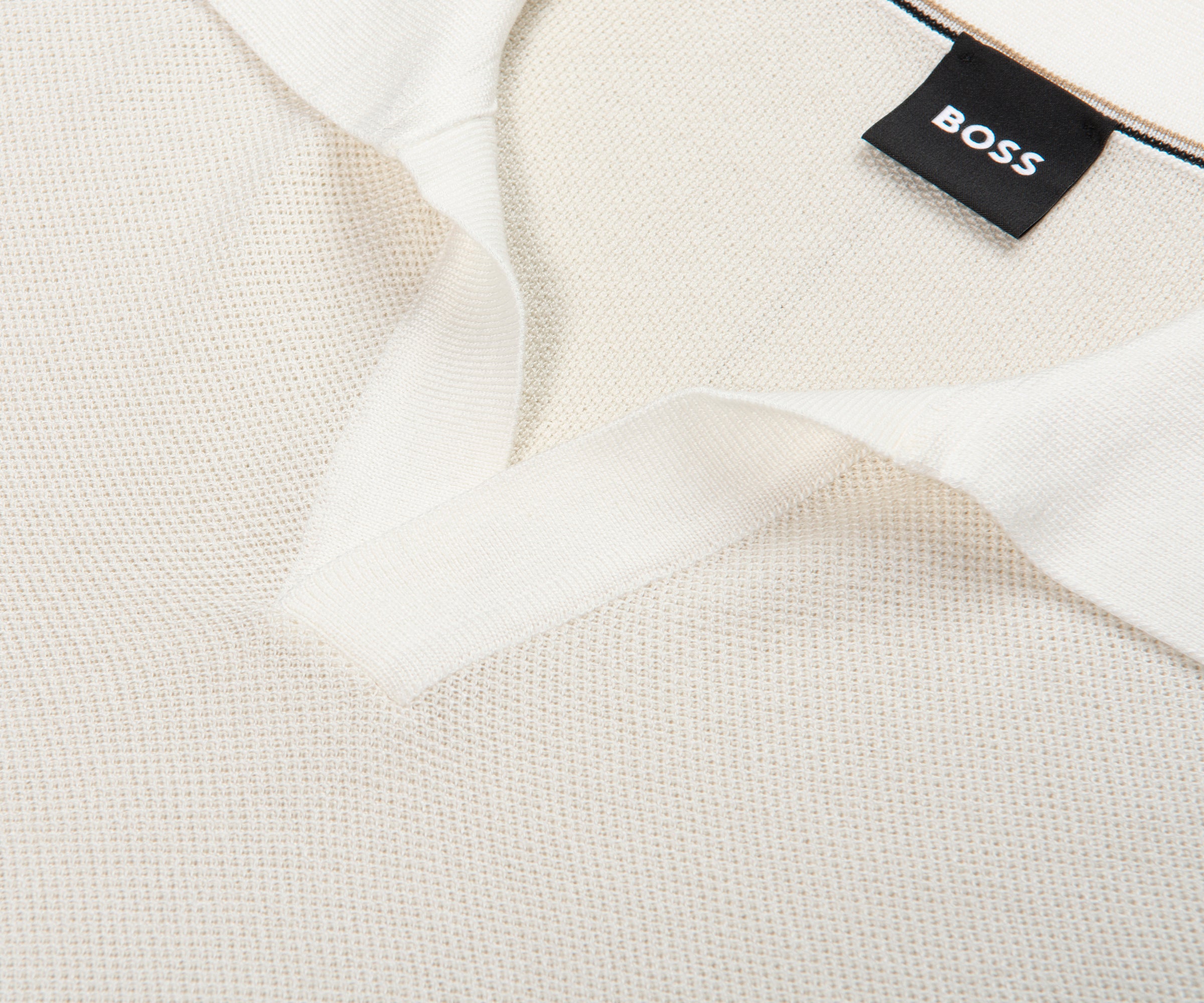 Boss H-Jianluca Knit Polo With Johnny Collar White
