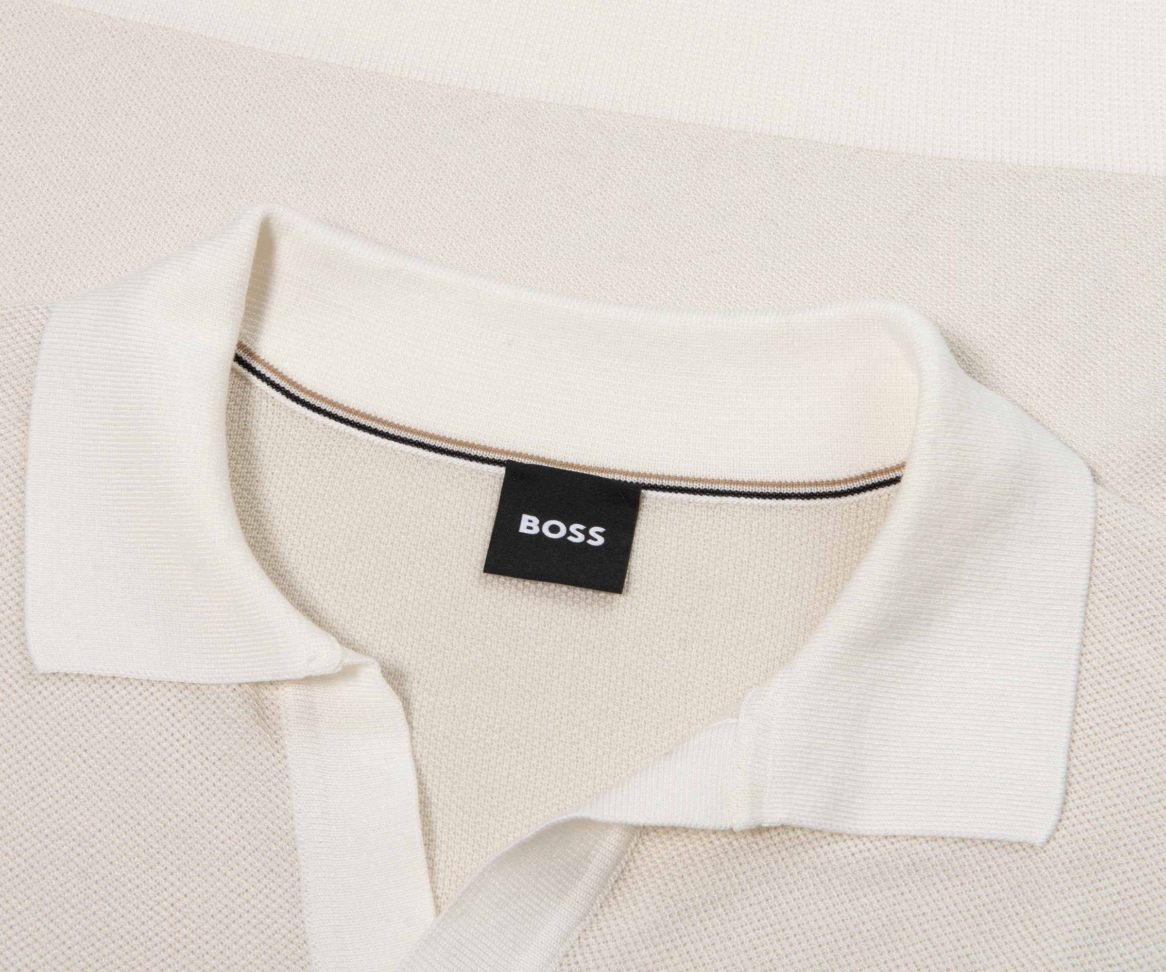 Boss H-Jianluca Knit Polo With Johnny Collar White