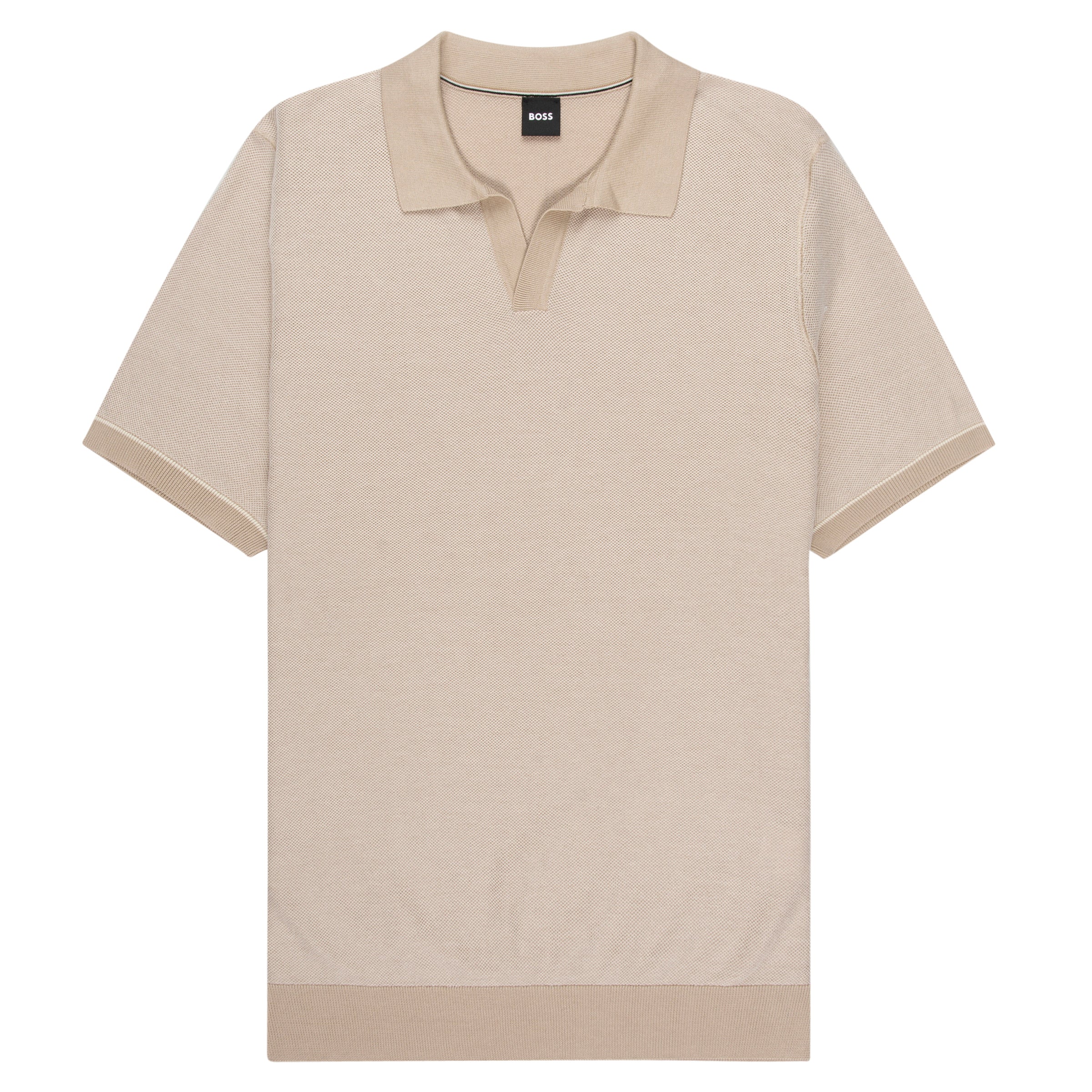 Boss H-Jianluca Knit Polo With Johnny Collar Beige