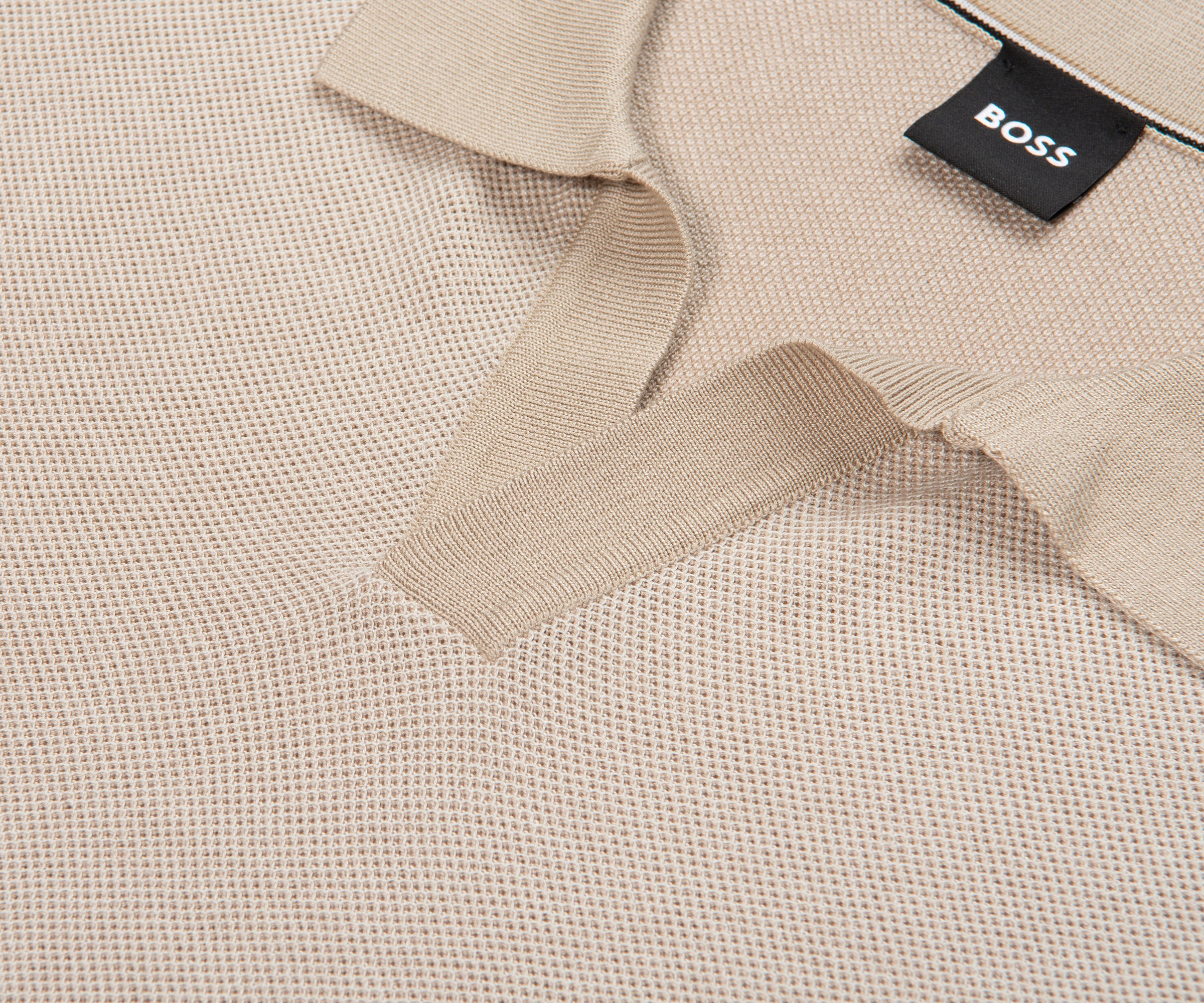Boss H-Jianluca Knit Polo With Johnny Collar Beige