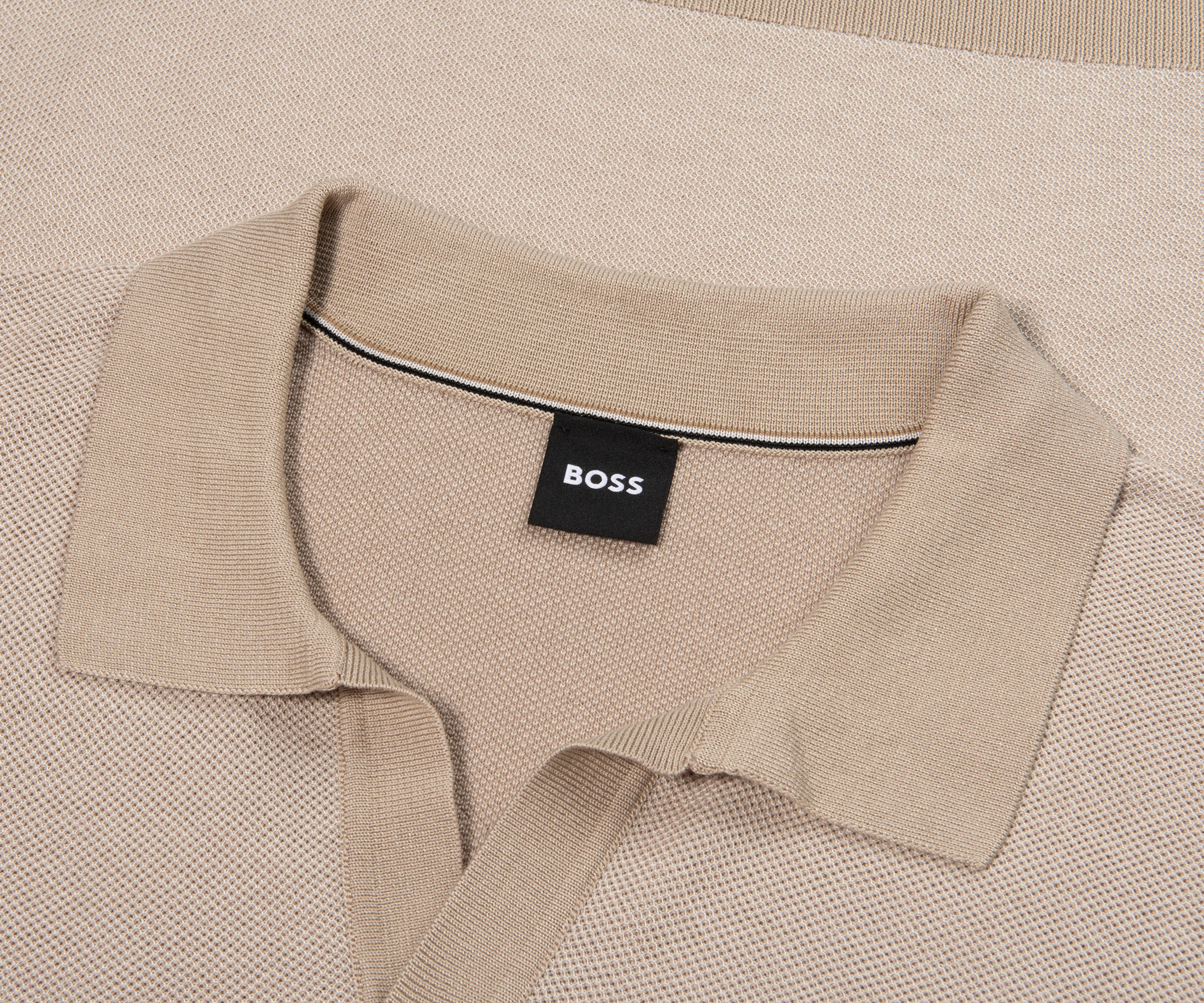 Boss H-Jianluca Knit Polo With Johnny Collar Beige