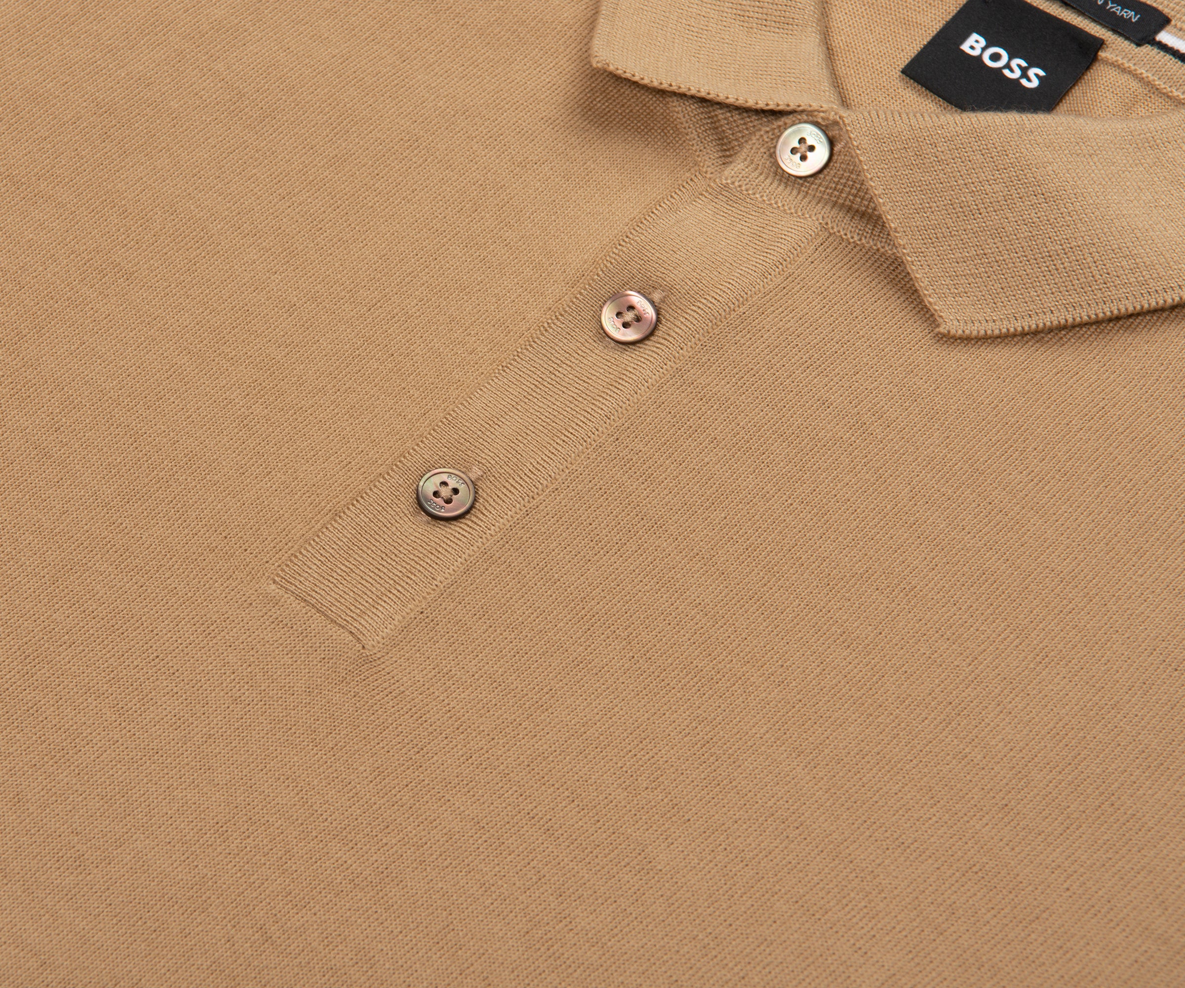 BOSS Lancione LS Wool Polo Medium Beige