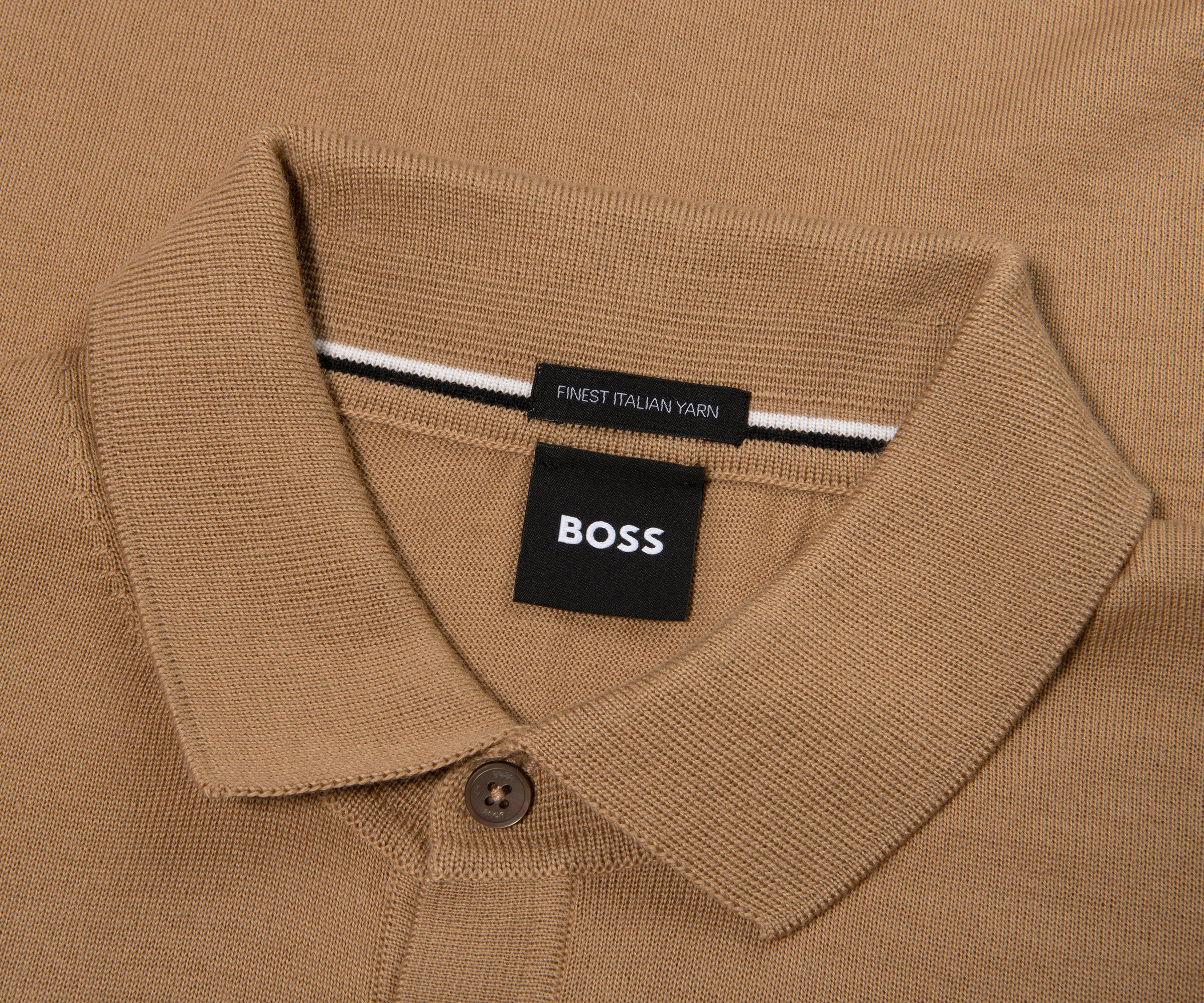 BOSS Lancione LS Wool Polo Medium Beige