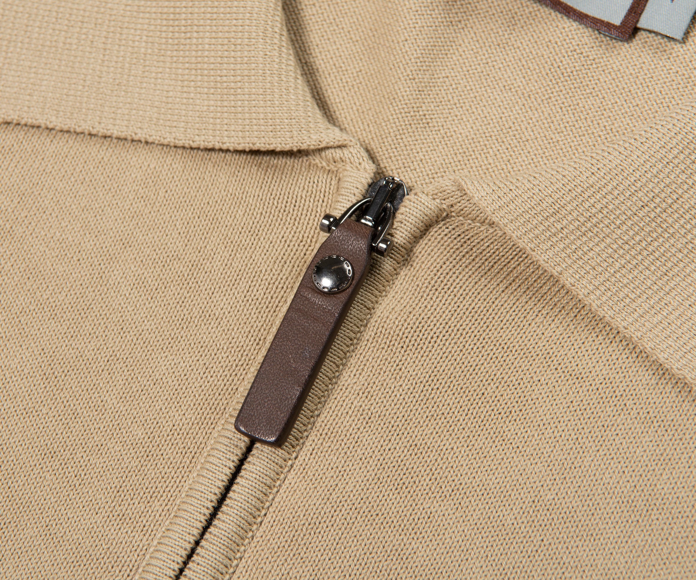 Canali 1/4 Zip Knitted Polo Stone