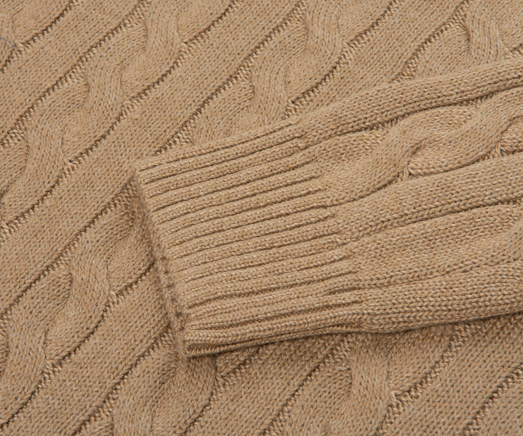 Ralph Lauren Caramel Cotton Cable Knit Sweater