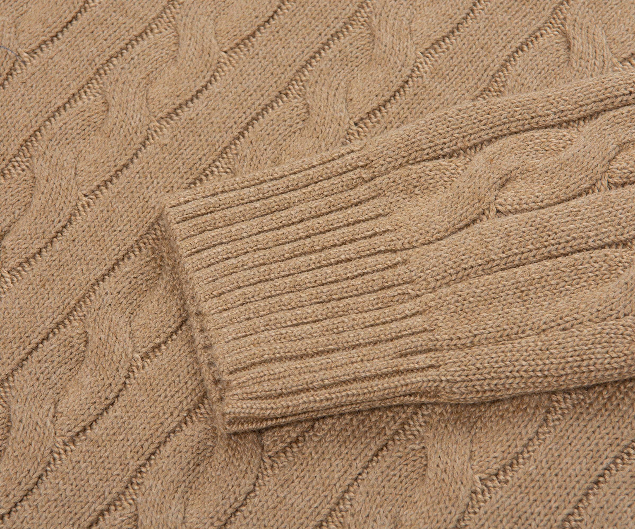 Ralph Lauren Caramel Cotton Cable Knit Sweater