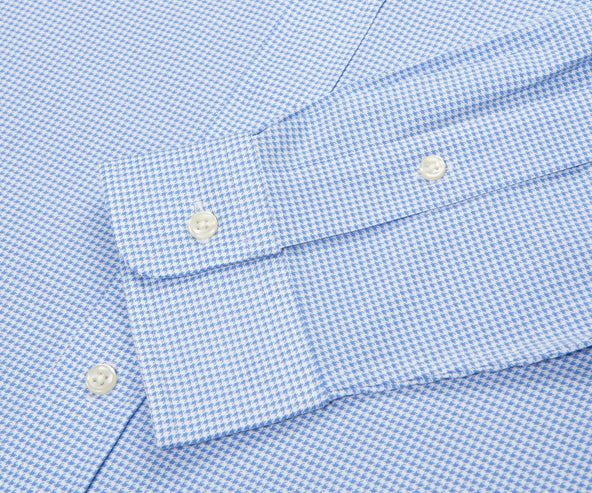 Polo Ralph Lauren Light Blue Dogs Tooth Custom Fit Shirt