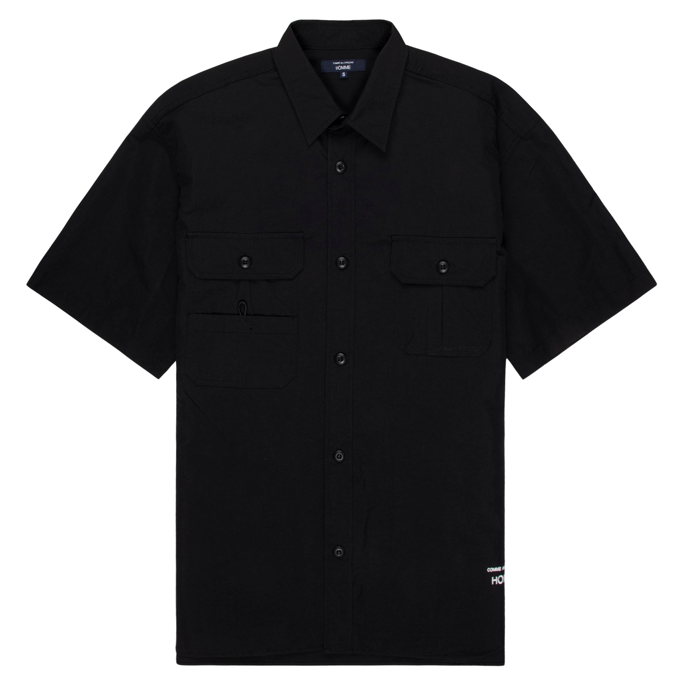 Comme Des Garcons Hem SS Logo Nylon Shirt Black