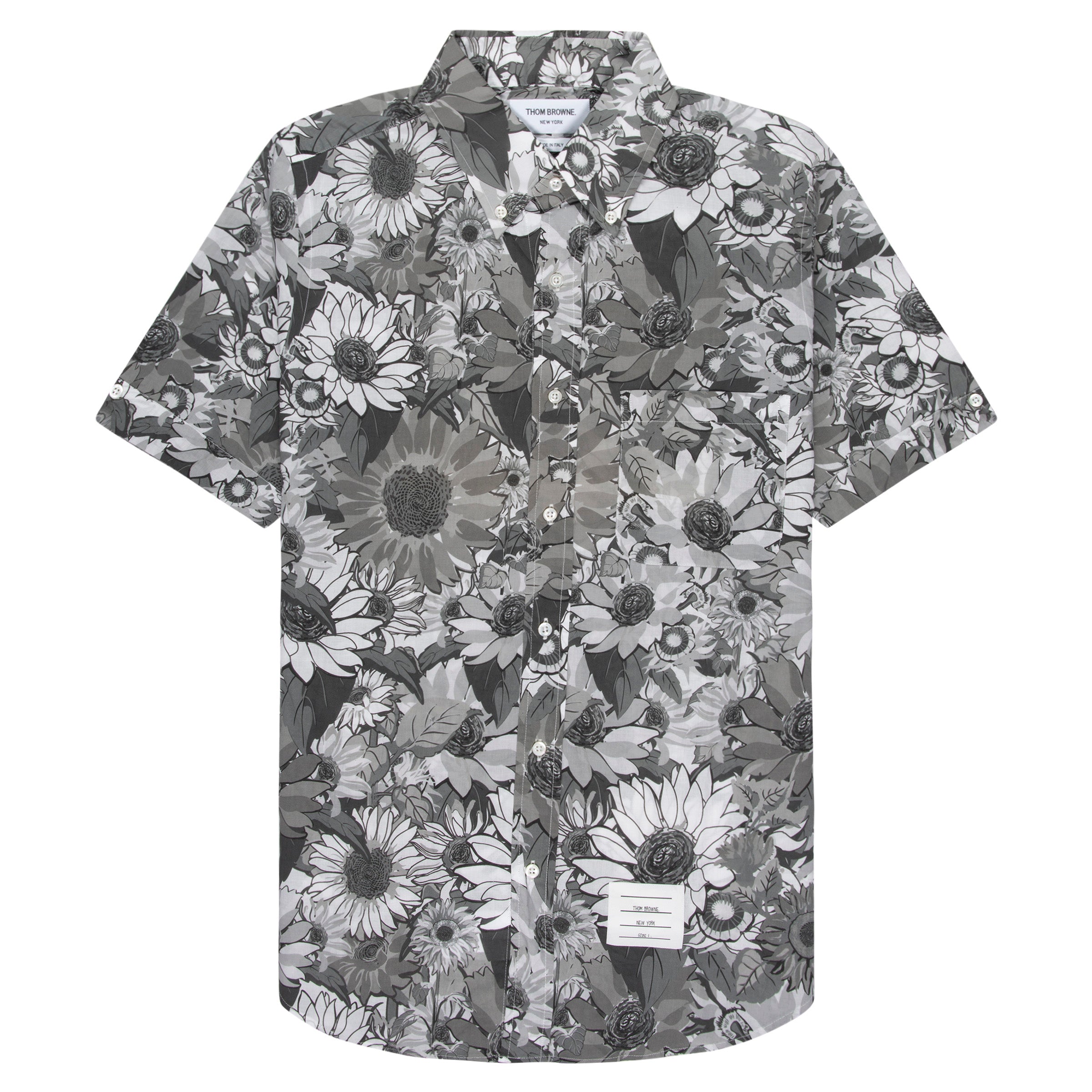 Thom Browne Floral Voile SS Shirt Grey/White