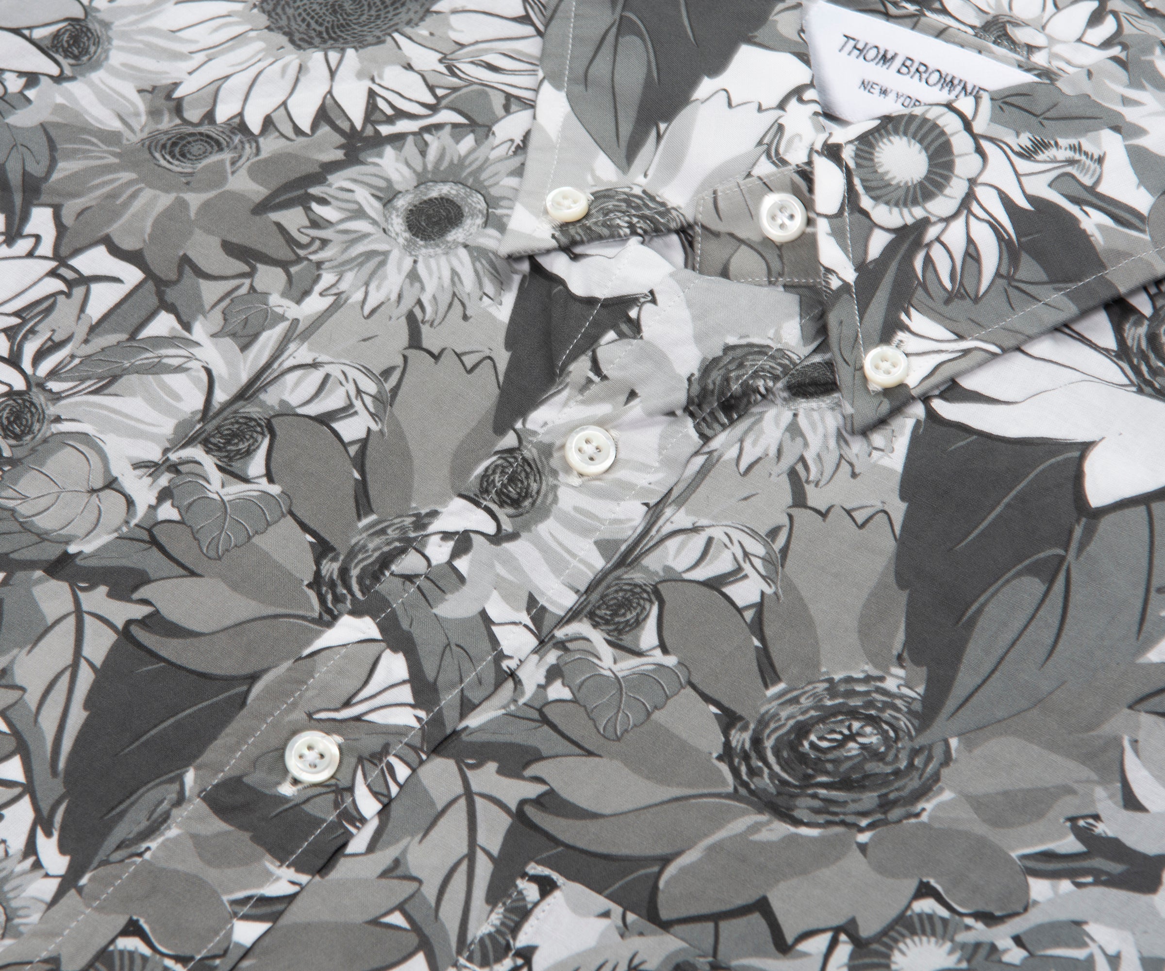 Thom Browne Floral Voile SS Shirt Grey/White