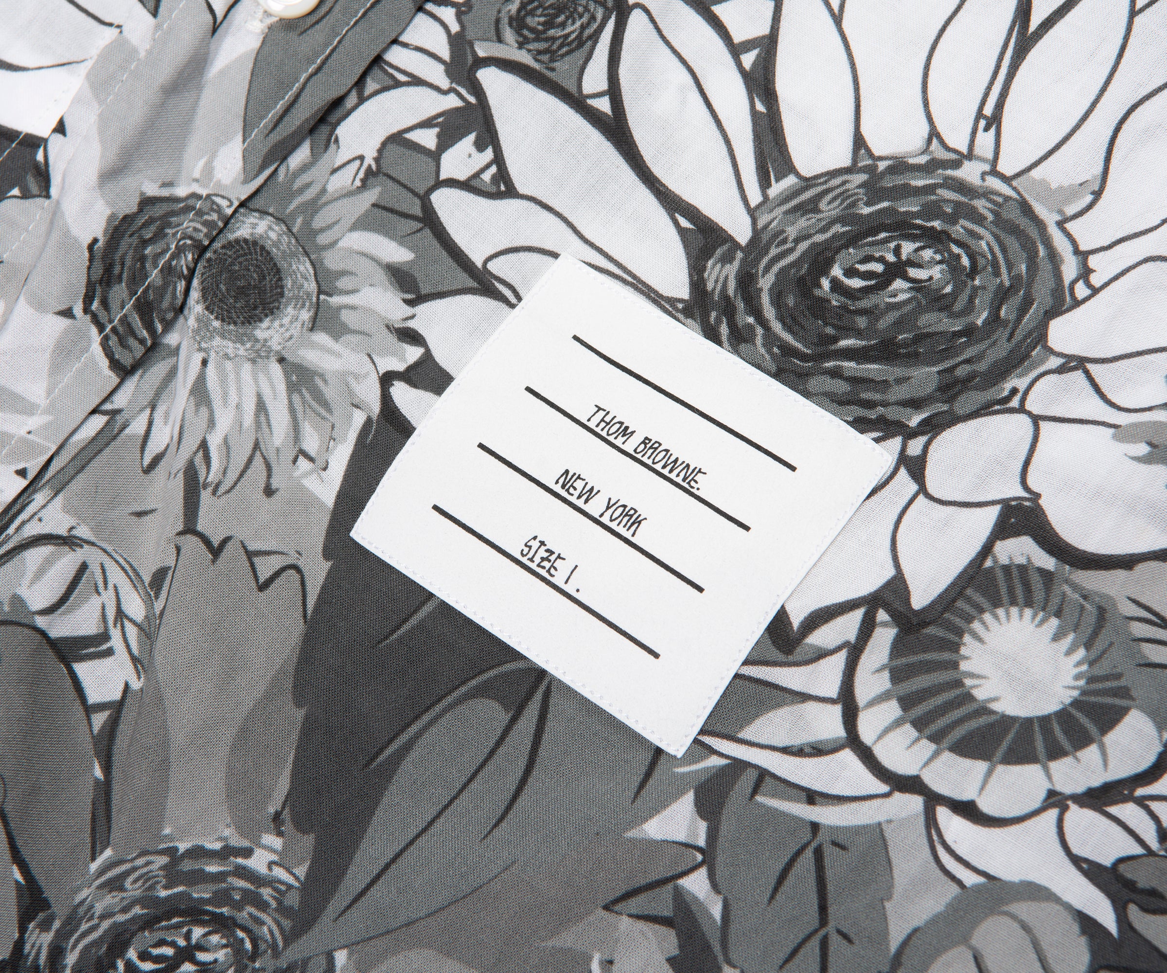 Thom Browne Floral Voile SS Shirt Grey/White