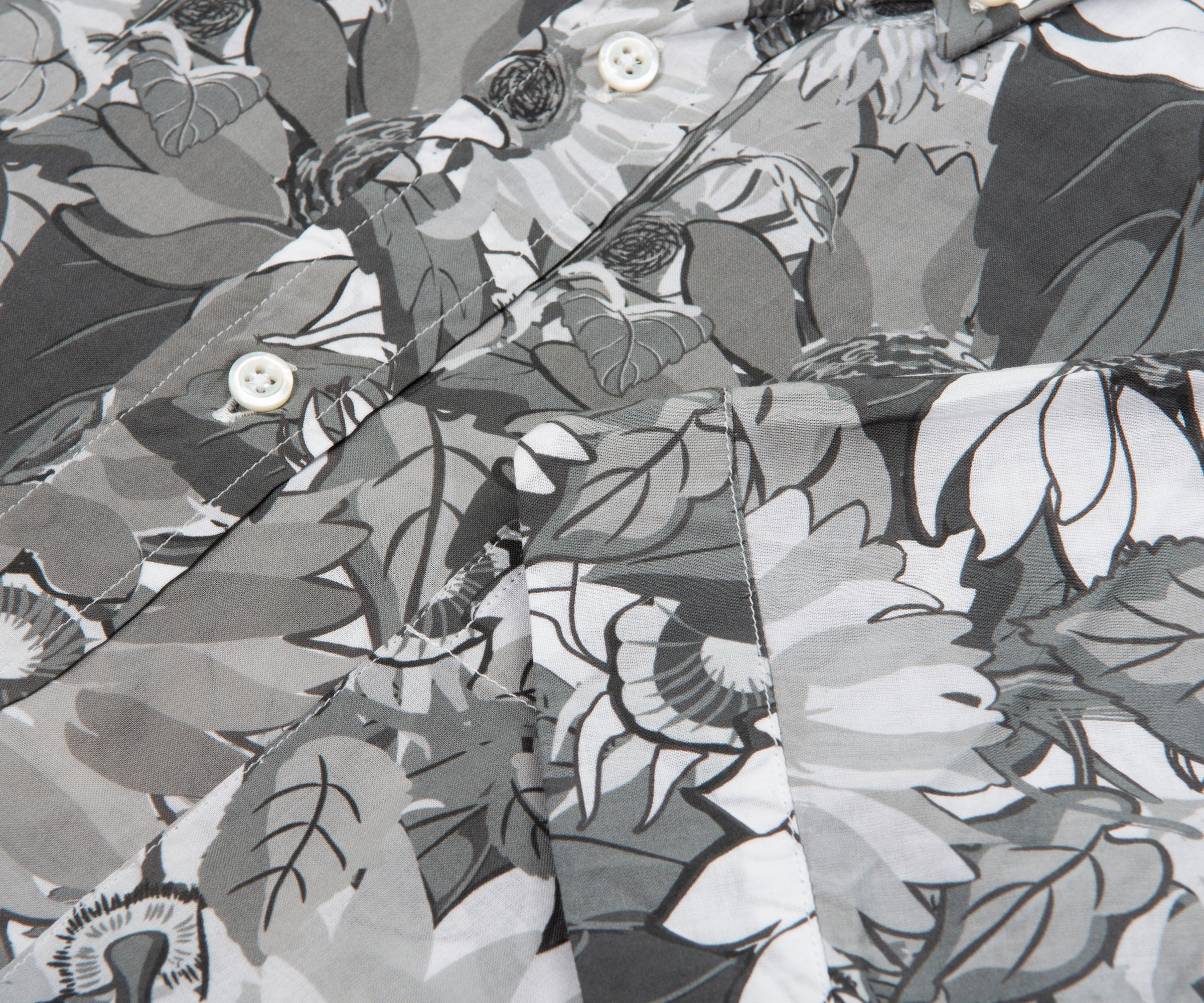 Thom Browne Floral Voile SS Shirt Grey/White