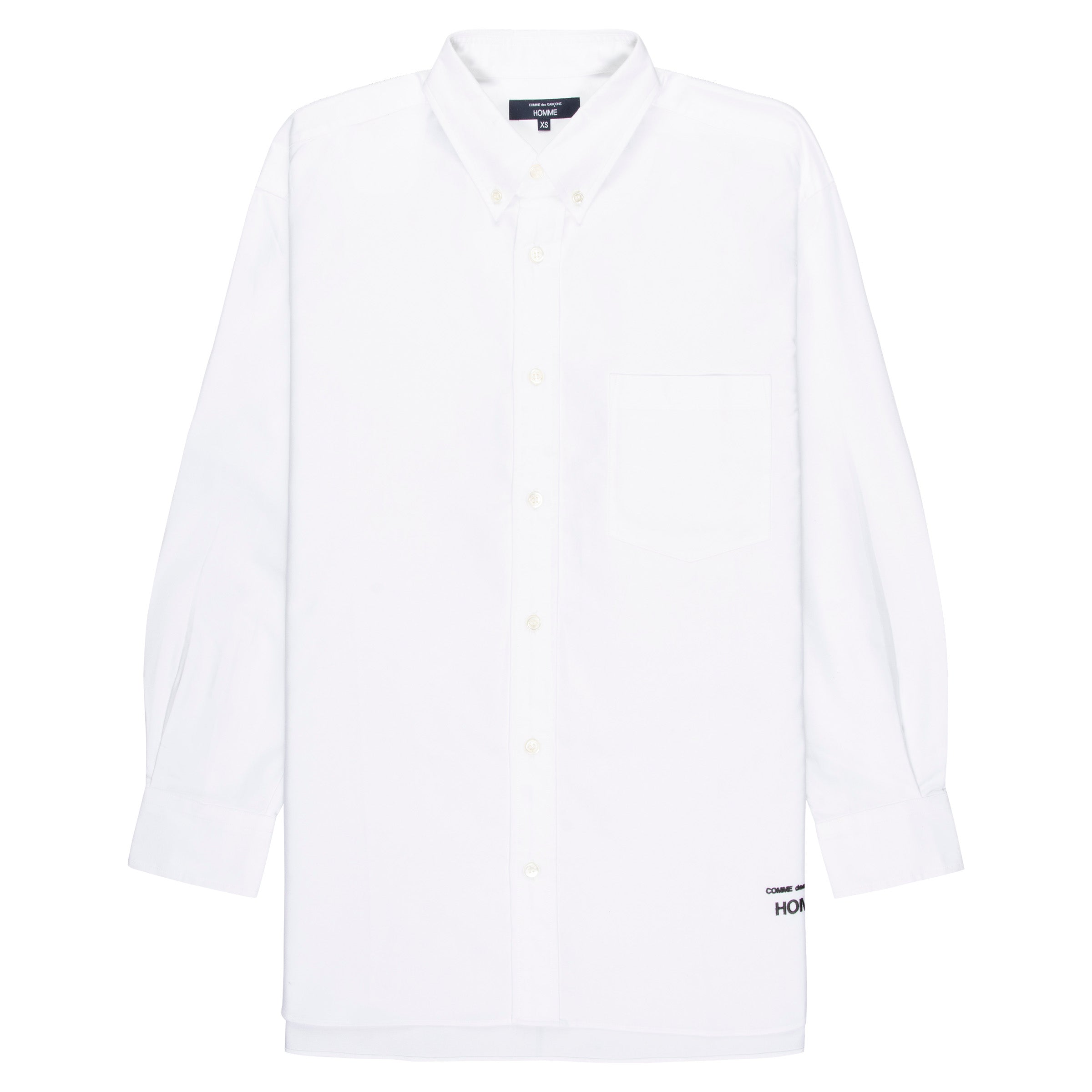 Comme Des Garcons Hem Logo Cotton Shirt White