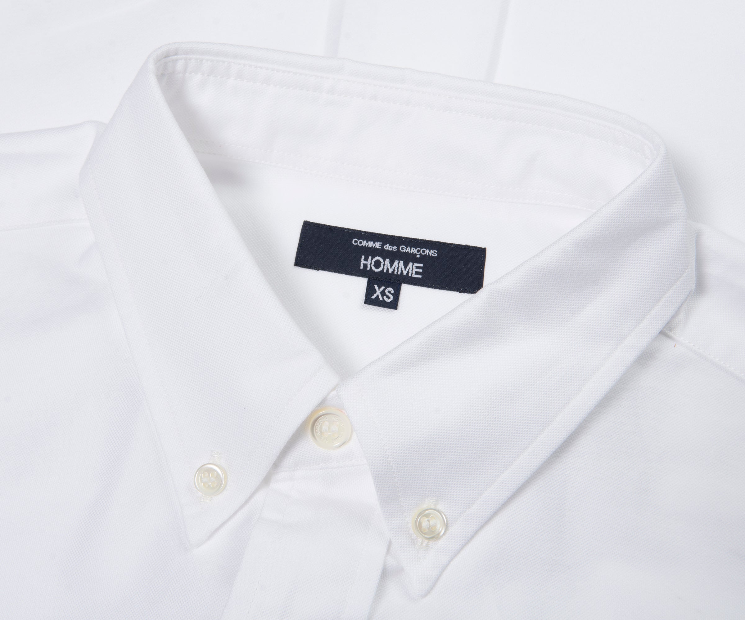 Comme Des Garcons Hem Logo Cotton Shirt White