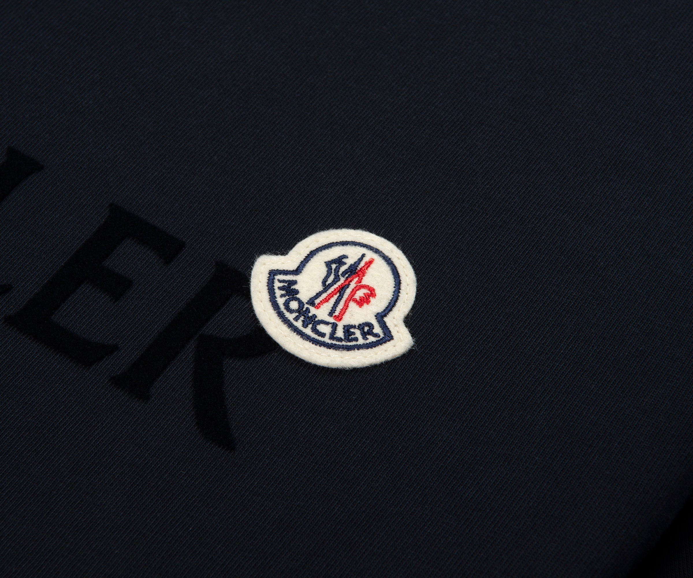 Moncler Navy Velvet Logo Cotton T-Shirt
