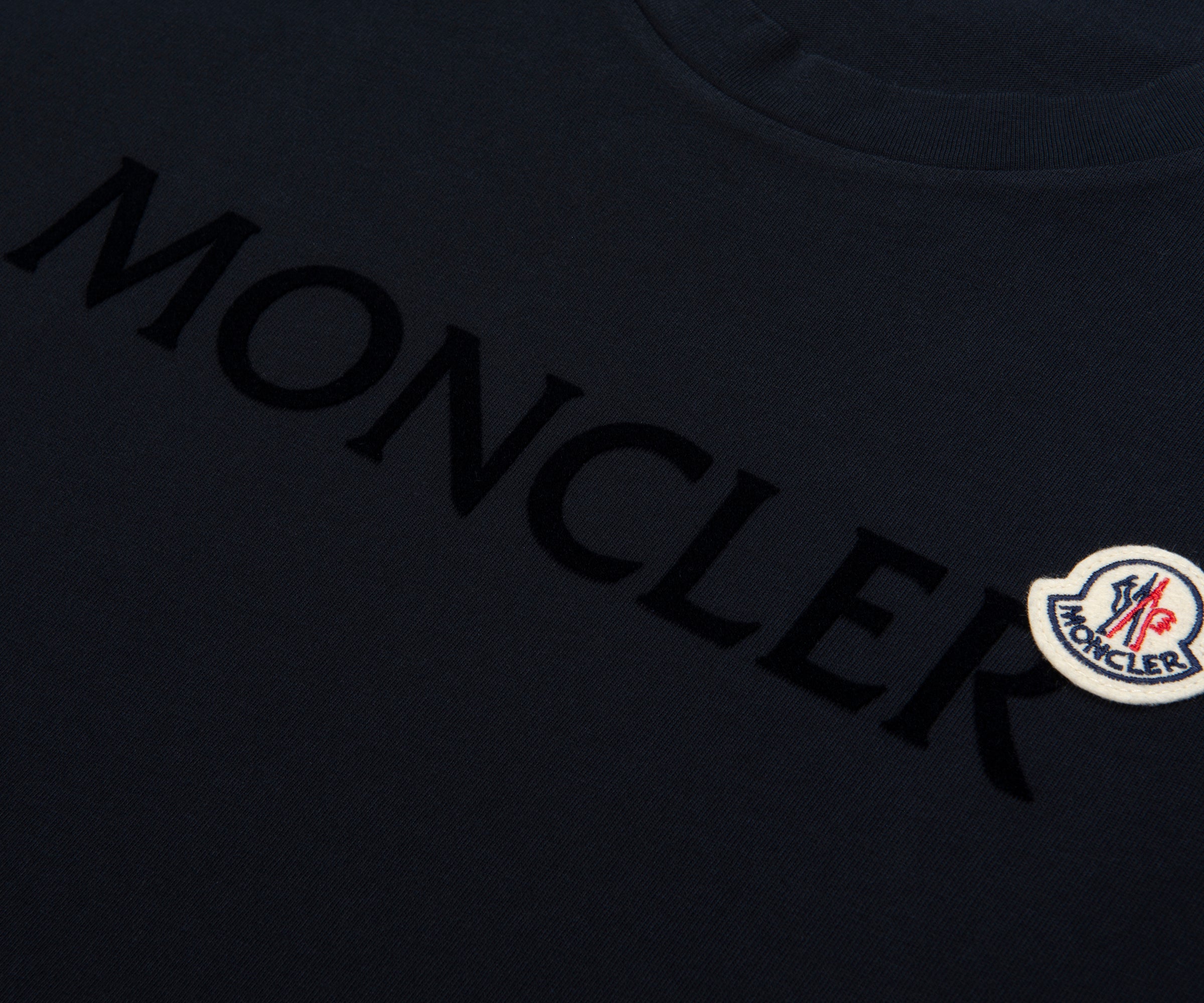 Moncler Navy Velvet Logo Cotton T-Shirt