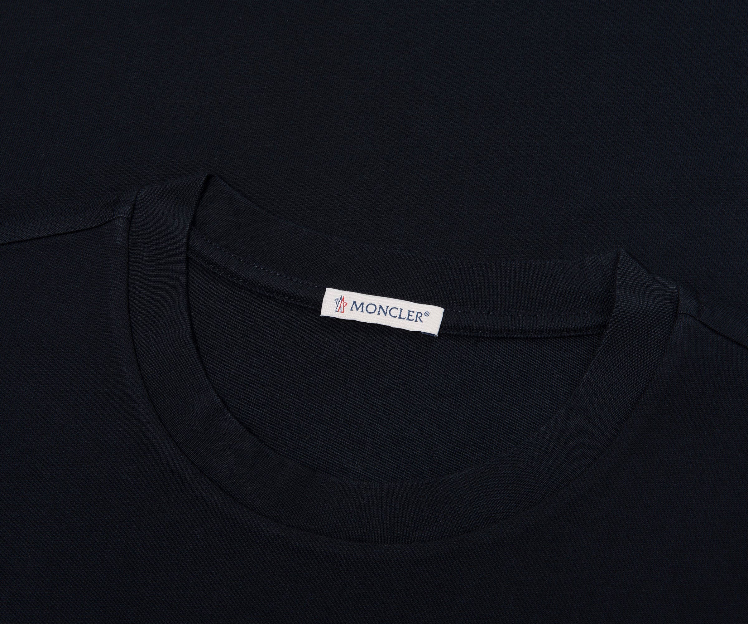 Moncler Navy Velvet Logo Cotton T-Shirt