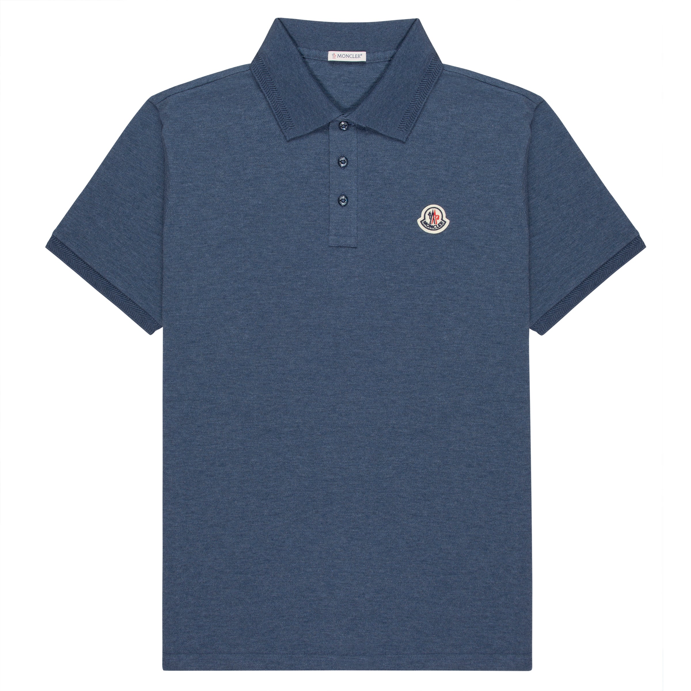 Moncler Blue Logo Patch Piquet Polo