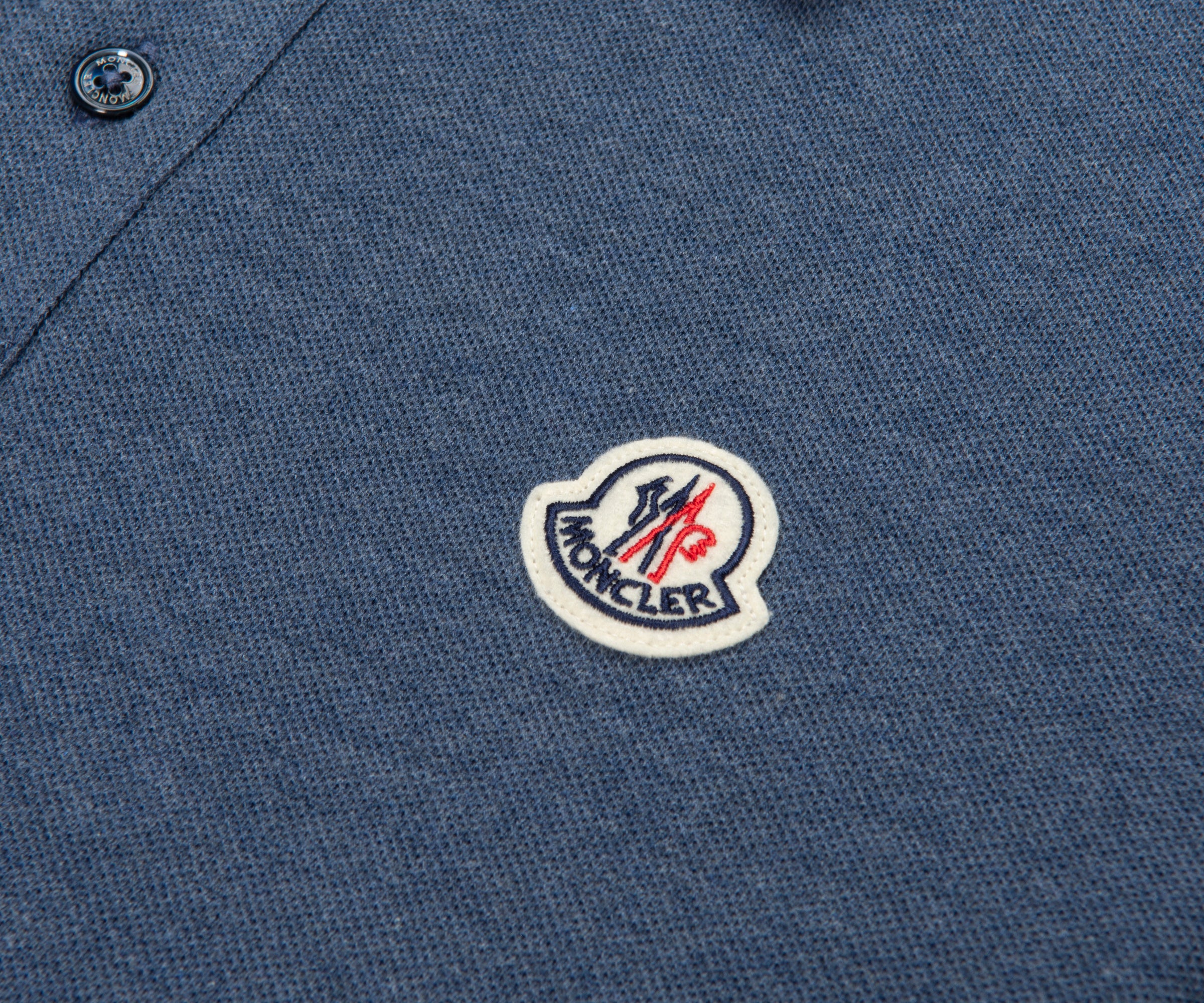 Moncler Blue Logo Patch Piquet Polo
