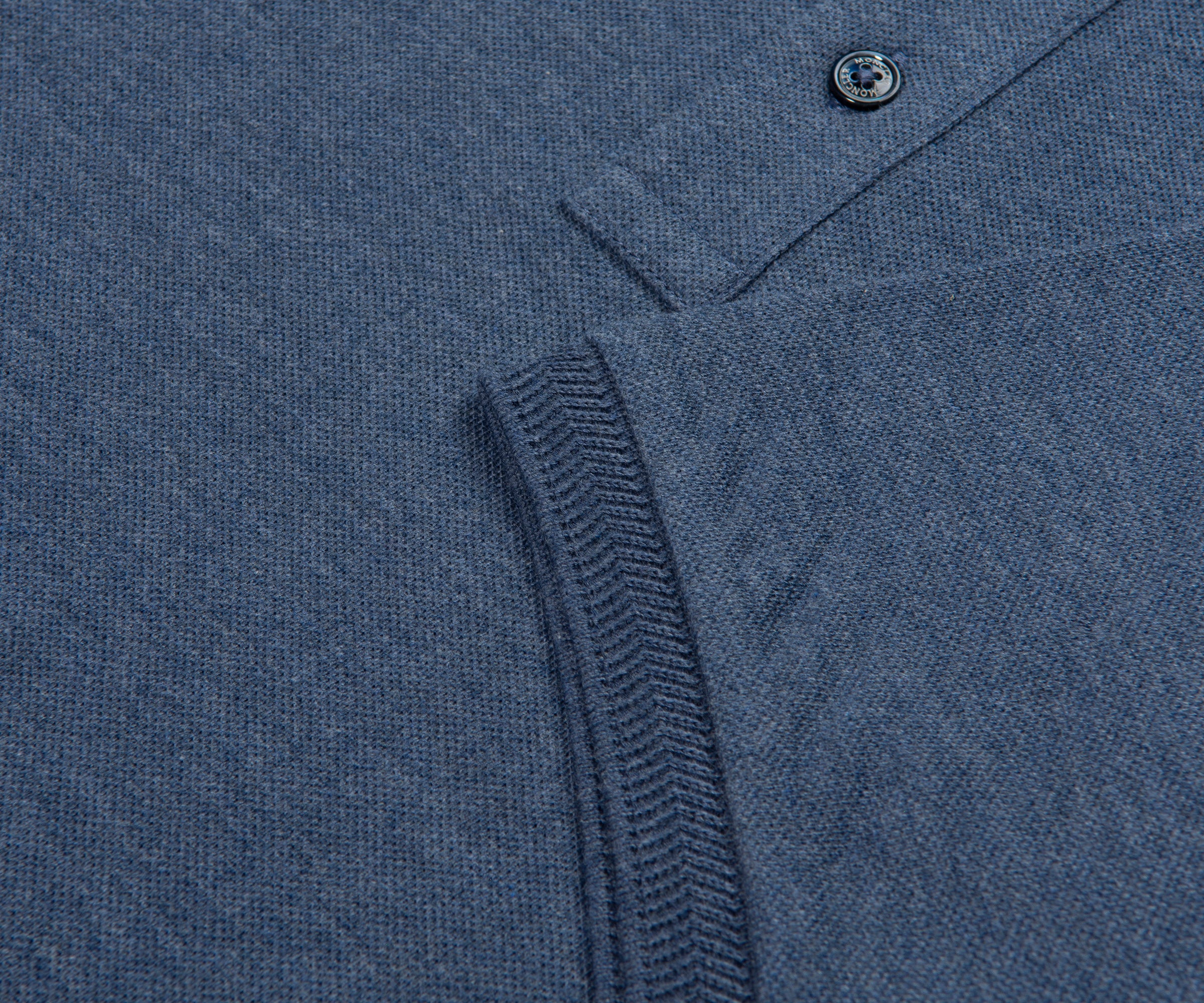 Moncler Blue Logo Patch Piquet Polo