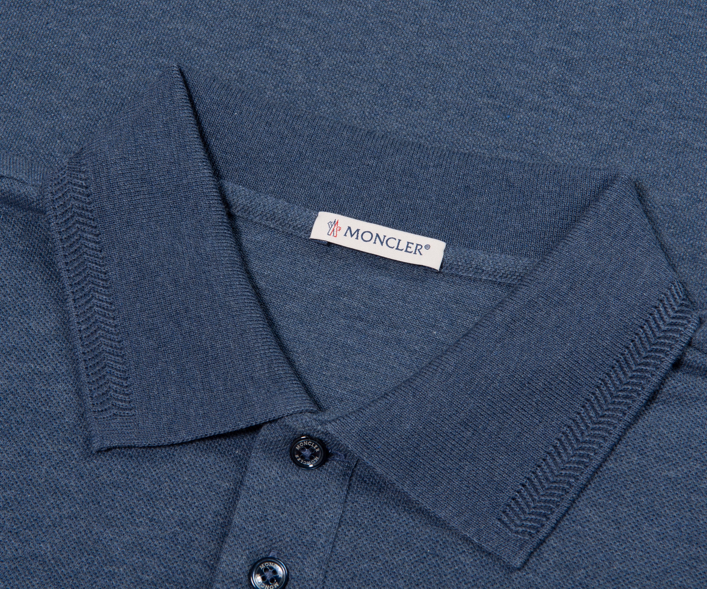 Moncler Blue Logo Patch Piquet Polo