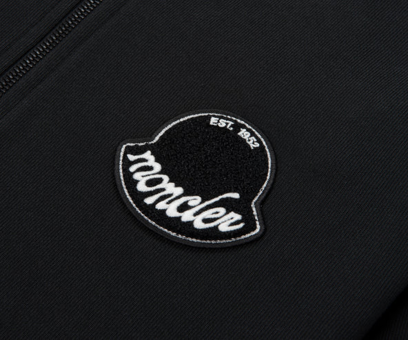Moncler Black  Fuzzy Logo Zip Up Hoodie