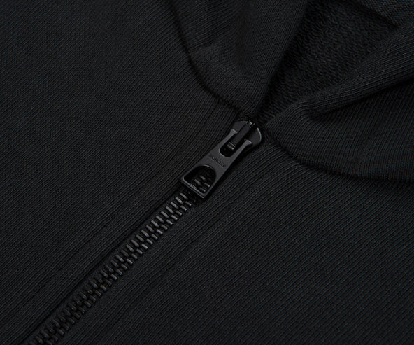 Moncler Black  Fuzzy Logo Zip Up Hoodie
