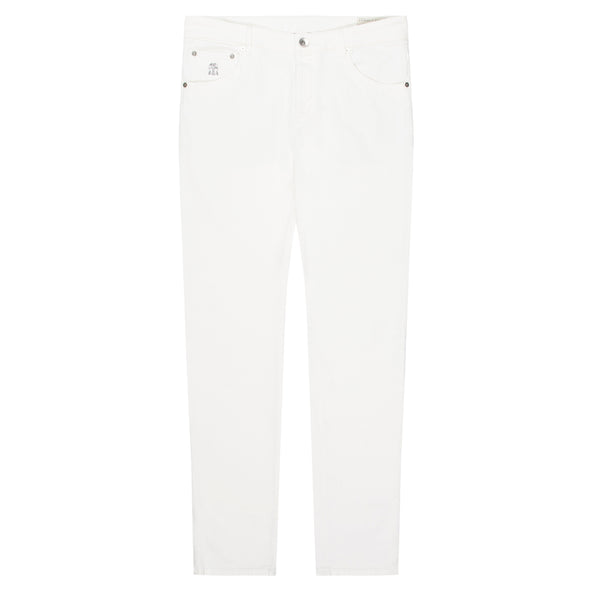 Brunello Cucinelli Skinny Fit Tapered Denim Jeans White