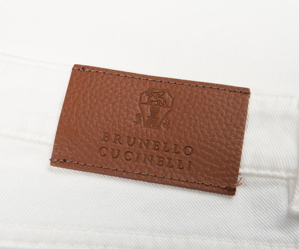 Brunello Cucinelli Skinny Fit Tapered Denim Jeans White