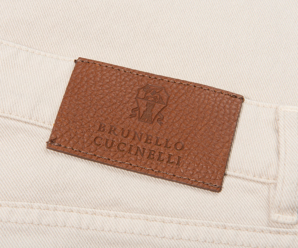 Brunello Cucinelli Traditional Fit Denim Jeans Off White